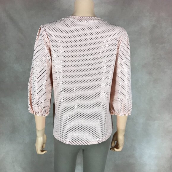 NANETTE LEPORE Coral Shimmer Dot 3/4 Sleeve Top NWOT M - Picture 10 of 11